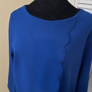 Vibrant Blue Boxy Blouse with 3/4 Sleeves